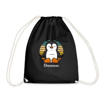 Meditation Penguin - Yoga Penguin - Drawstring Bag - black - Front
