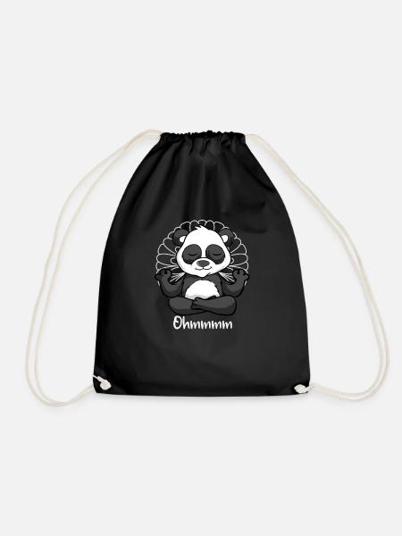 Meditation Panda - Yoga - Meditating Panda - Drawstring Bag - black