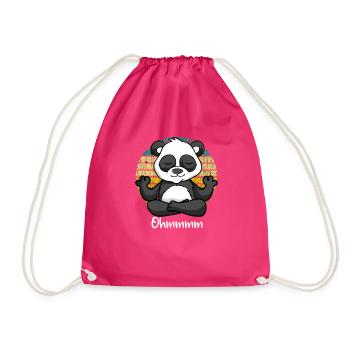 Meditation Panda - Yoga - Meditierender Panda - Turnbeutel - Fuchsia - Vorne