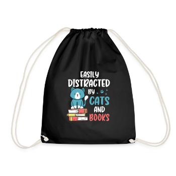 Easily Distracted By Cats and Books for Cat Book - Sac de sport léger - noir - Devant