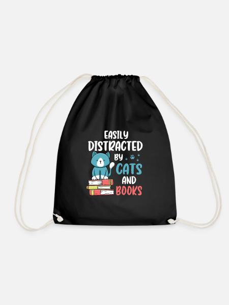 Easily Distracted By Cats and Books for Cat Book - Turnbeutel - Schwarz