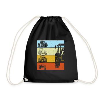 Traktor Retro Traktor Vintage Traktor Geschenk - Turnbeutel - Schwarz - Vorne