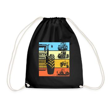 Traktor Retro Traktor Vintage Traktor Geschenk - Turnbeutel - Schwarz - Vorne