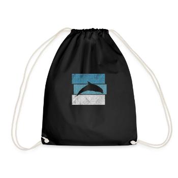 Dolphin Dolphins Marine Animals Swimming Sea Dolphins - Drawstring Bag - black - Front