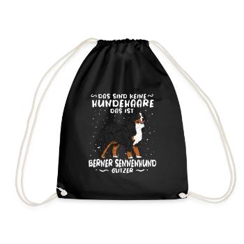 keine Hundehaare Berner Sennenhund Glitzer Spruch - Turnbeutel - Schwarz - Vorne