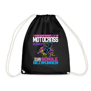 Zum Motocross geboren zur Schule gezwungen - Turnbeutel - Schwarz - Vorne