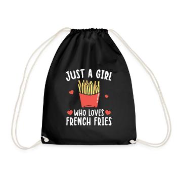 Juste A Girl Who Loves French Fries Frites - Sac de sport léger - noir - Devant