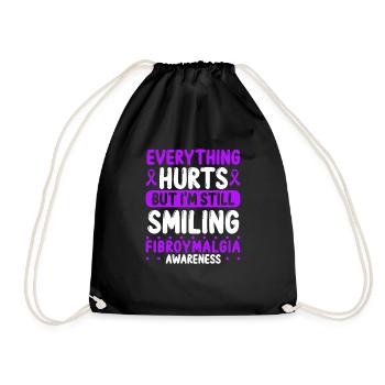Fibromyalgia Awareness Purple Ribbon Warrior - Drawstring Bag - black - Front