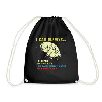 Humorous Tardigrade Abilities Illustration Gift - Drawstring Bag - black - Front