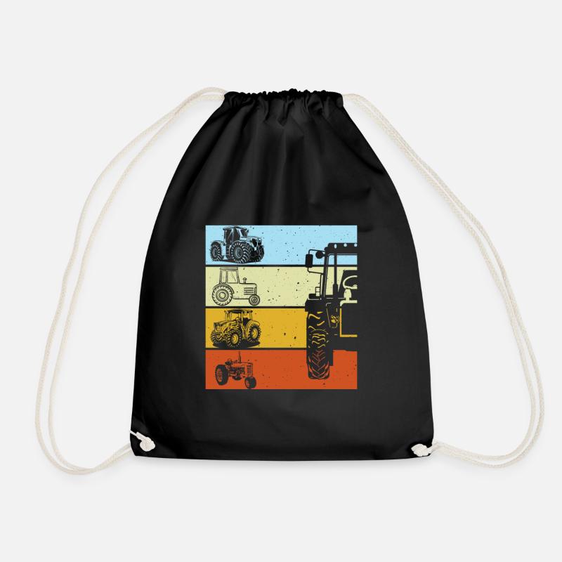 Traktor Retro Traktor Vintage Traktor Geschenk - Turnbeutel - Schwarz