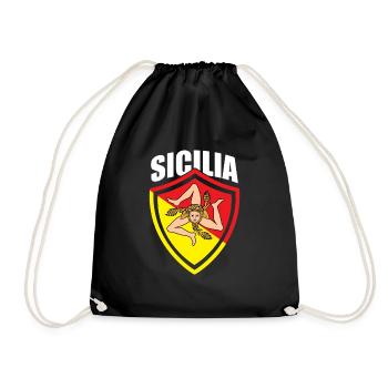 Italy Italia Sicilia Flag Sicily Palermo - Drawstring Bag - black - Front