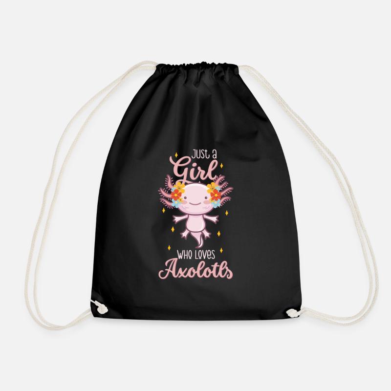 Axolotl Lovers Mexican Salamander - Drawstring Bag - black