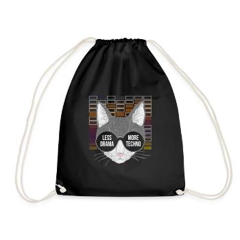 Less Drama More Techno Music and Cats - Drawstring Bag - black - Front