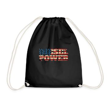 Diesel Power Rolling Coal US Flag - Drawstring Bag - black - Front