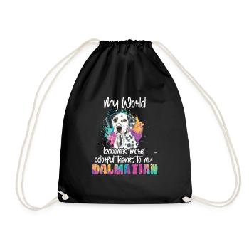 Colorful world thanks to my Dalmatian dog - Drawstring Bag - black - Front