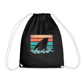 Vintage Shark Fin Shark Lovers - Drawstring Bag - black - Front