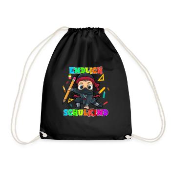 Einschulung Schulkind Ninja 1. Klasse Schulanfang - Turnbeutel - Schwarz - Vorne