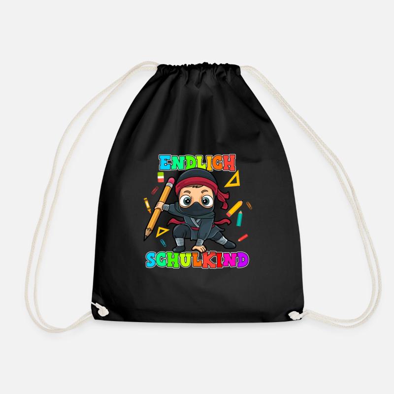 Einschulung Schulkind Ninja 1. Klasse Schulanfang - Turnbeutel - Schwarz