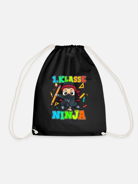 Einschulung Schulkind Ninja 1. Klasse Schulanfang - Turnbeutel - Schwarz