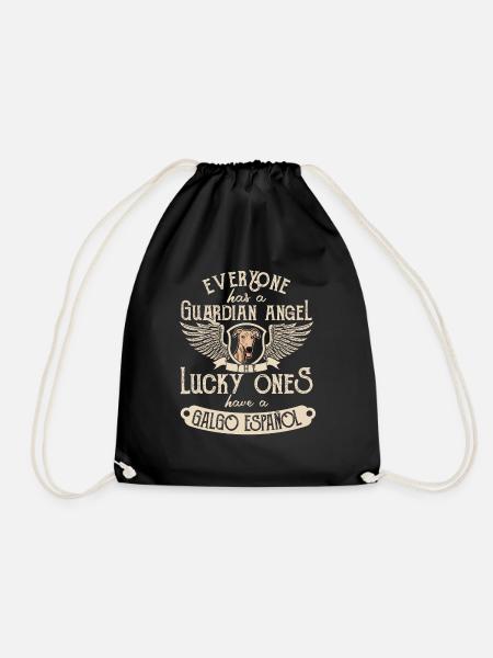Galgo Espanol Dog Guardian Angel Saying - Drawstring Bag - black