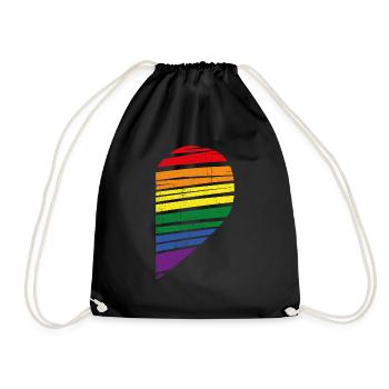 LGBT-HERZ Schwul Lesben Pride LBGT Flagge Homosex - Turnbeutel - Schwarz - Vorne