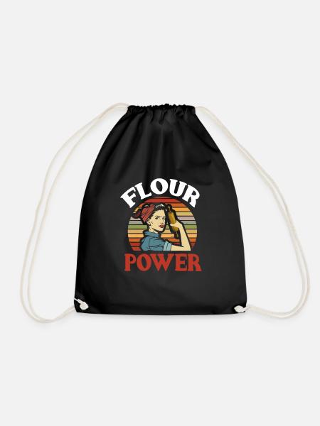 Mehl Power Backen - Turnbeutel - Schwarz