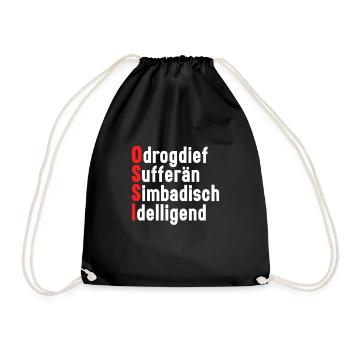 DDR Ostdeutschland witziger lustiger Ossi - Turnbeutel - Schwarz - Vorne