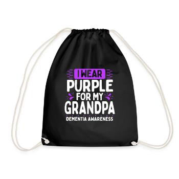 Dementia Awareness Purple Ribbon Grandfather - Drawstring Bag - black - Front