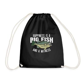 Happiness is a big fish and a witness - Drawstring Bag - black - Front