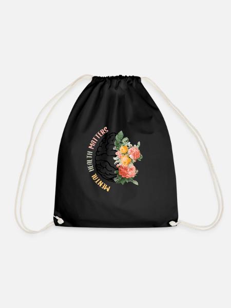 Mental Health Matters Floral Human Brain Health Aw - Turnbeutel - Schwarz