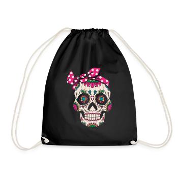 Dia De Los Muertos Mexican skull - Drawstring Bag - black - Front