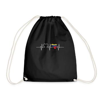 Venezuela Heartbeat Flag Vintage Venezuela - Drawstring Bag - black - Front