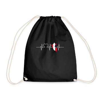 Peru Herzschlag Flagge Vintage Peru - Turnbeutel - Schwarz - Vorne