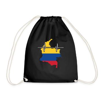 Colombia Heartbeat Flag Vintage Colombia - Drawstring Bag - black - Front