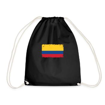 Colombia Heartbeat Flag Vintage Colombia - Drawstring Bag - black - Front