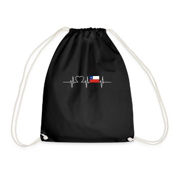 Chile Herzschlag Flagge Vintage Chile - Turnbeutel - Schwarz - Vorne