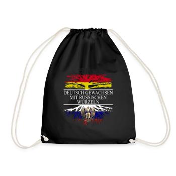 Deutsch gewachsen mit russischen Wurzeln Flagge Ru - Turnbeutel - Schwarz - Vorne
