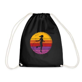 Seilspringen Hüpfen Sport Spingen Sunset Vintage - Turnbeutel - Schwarz - Vorne