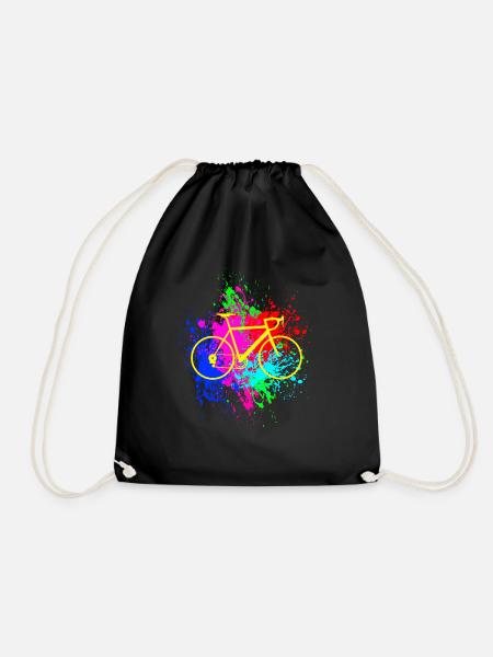Vélo de route avec des éclaboussures colorées de couleur - Sac de sport léger - noir