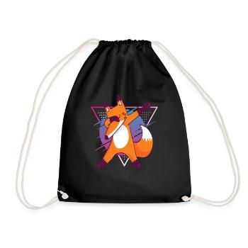 Kinder Fuchs Dabbing Fox Dab Fox in 90s - Turnbeutel - Schwarz - Vorne