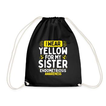 Endometriosis Awareness Yellow Ribbon Twin Sister - Drawstring Bag - black - Front