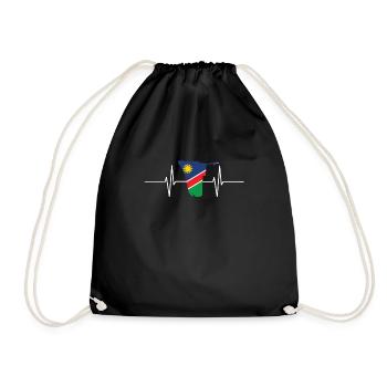 Namibia Herzschlag Flagge Vintage Namibia - Turnbeutel - Schwarz - Vorne