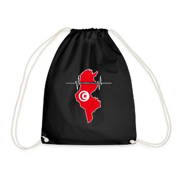 Tunisia Heartbeat Flag Vintage Tunisia - Drawstring Bag - black - Front