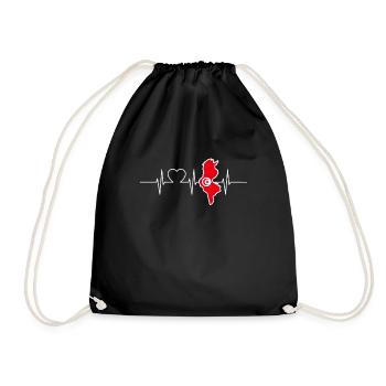 Tunisia Heartbeat Flag Vintage Tunisia - Drawstring Bag - black - Front