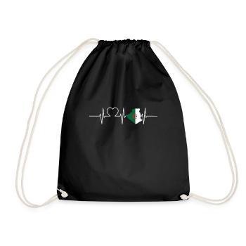 Algeria Heartbeat Flag Vintage Algeria - Drawstring Bag - black - Front