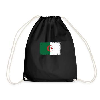 Algeria Heartbeat Flag Vintage Algeria - Drawstring Bag - black - Front