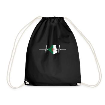 Algeria Heartbeat Flag Vintage Algeria - Drawstring Bag - black - Front
