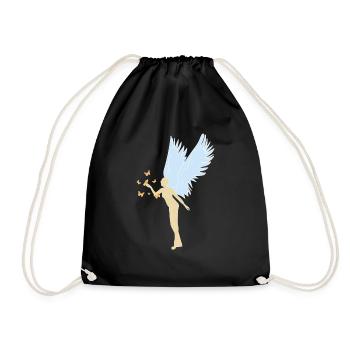 Angels with butterflies Christian gift - Drawstring Bag - black - Front