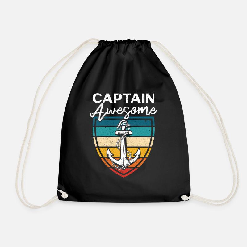 Captain Awesome Kapitän Spruch Käptn - Turnbeutel - Schwarz