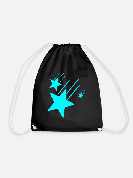 3 Turquoise Stars - Drawstring Bag - black